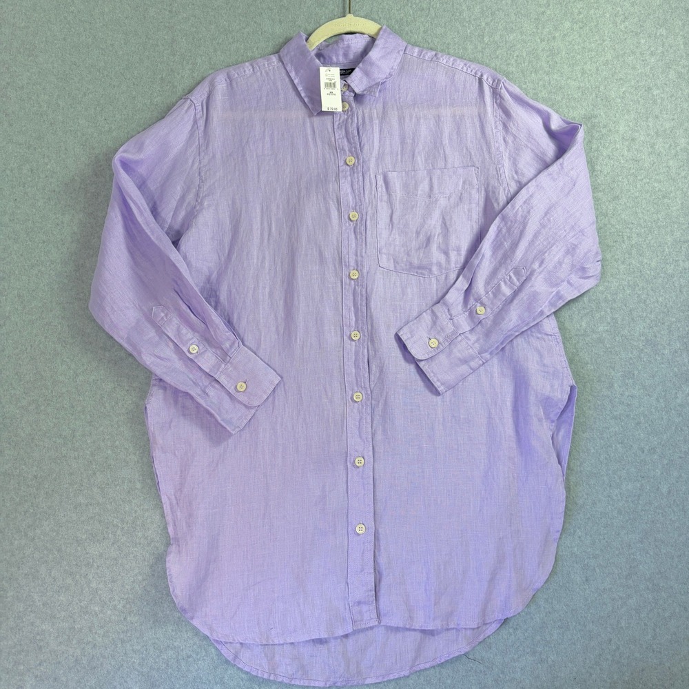 Gap Weekend Tunic Purple 100% Linen Shirt Womens XS Petite 549358-02-1 NWT